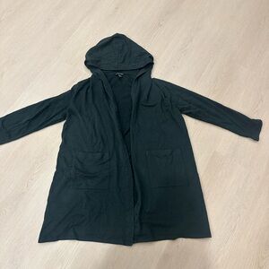 Eileen Fisher Dark Green Hooded Cardigan Medium